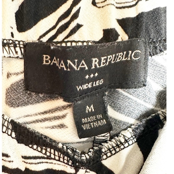 Banana Republic Factory High Rise Wide Leg Cropped Pants Medium Black White - Picture 4 of 6